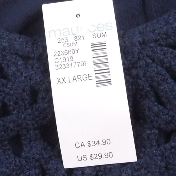 BNWT Maurices Navy Crochet tank top size XXL - Picture 5 of 7